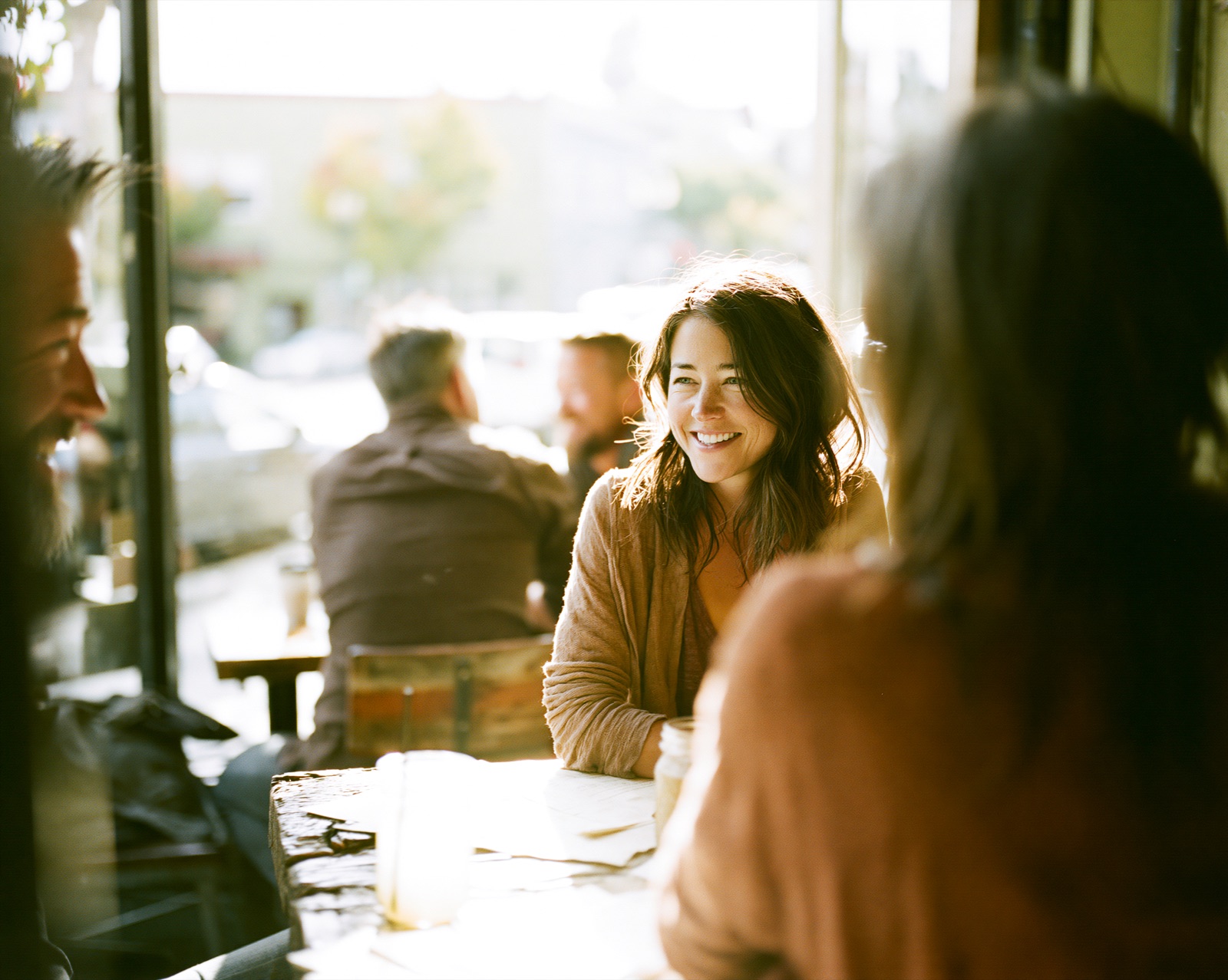 Two people meeting, at ease